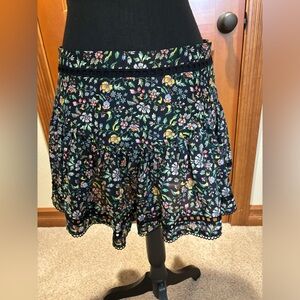 Zimmermann Black Floral Skirt with Side zipper and ribbon details. Size 1